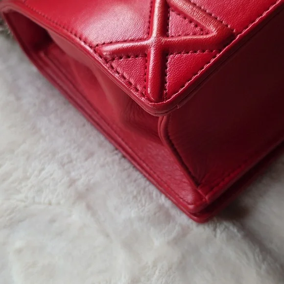 Dior Diorama Red Leather Shoulder/Crossbody Bag with Silver Hardware - Picture 9 of 10